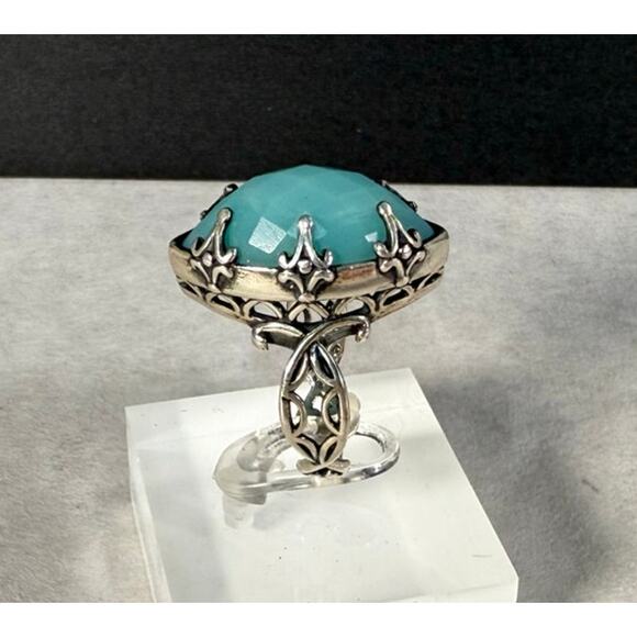 Carolyn Pollack Sterling Silver Faceted Milky Aquamarine Ring Size 7 - Picture 2 of 9